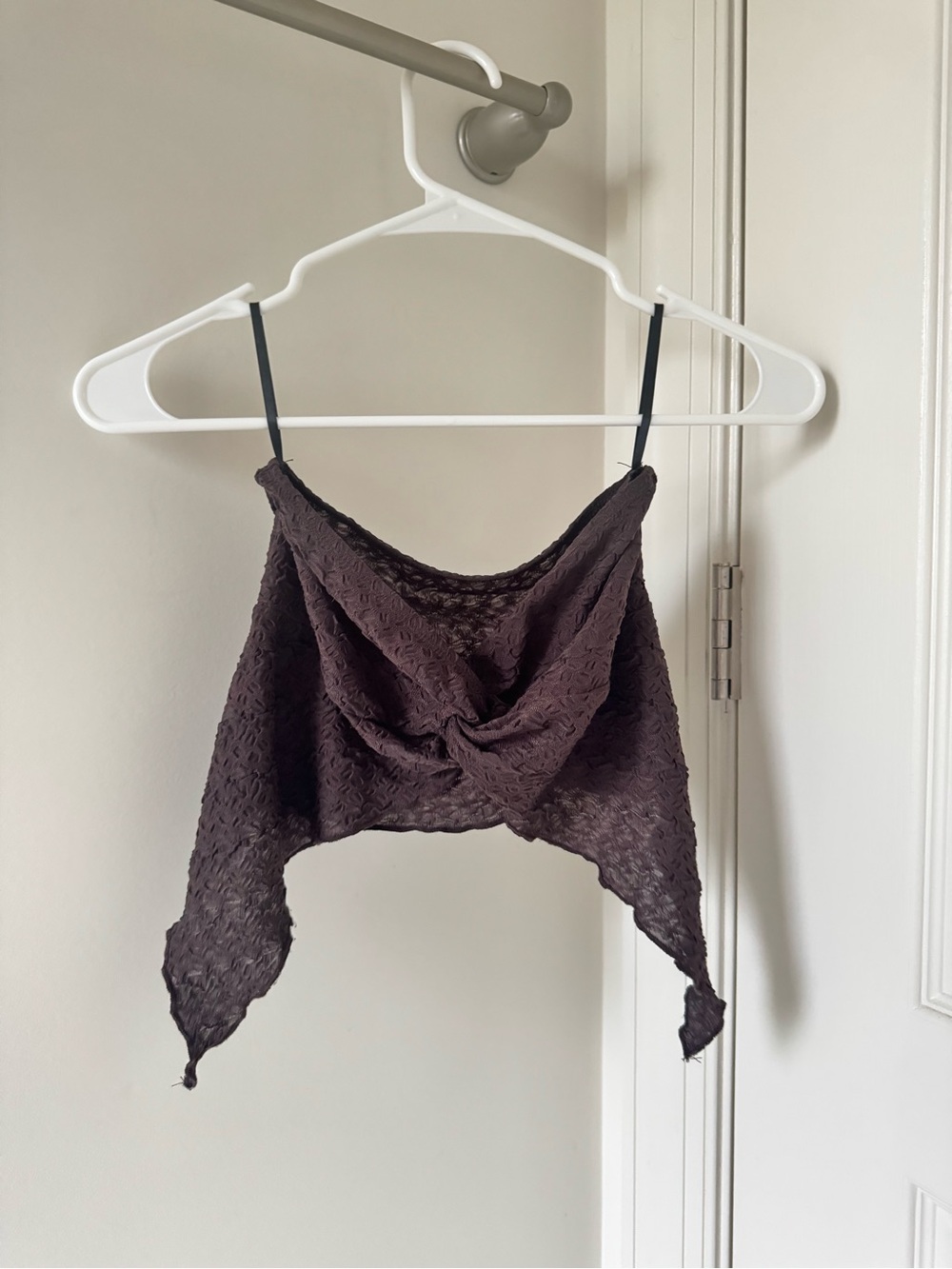 SHEIN Brown Textured Handkerchief Hem Cowl Neck Cami